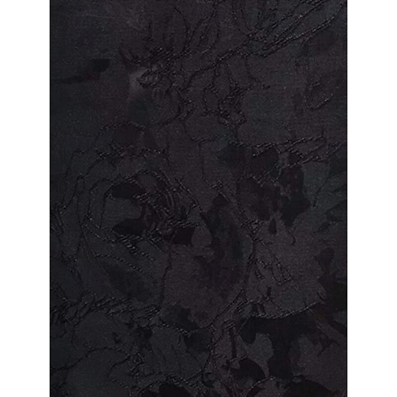 Black Tie Jacquard Brocade A-Line Evening Gown Elegant Dress Formal Wedding Floor Length 3/4 Length Sleeve V Neck Pocket Nylon with Bow(s) Strappy 20253