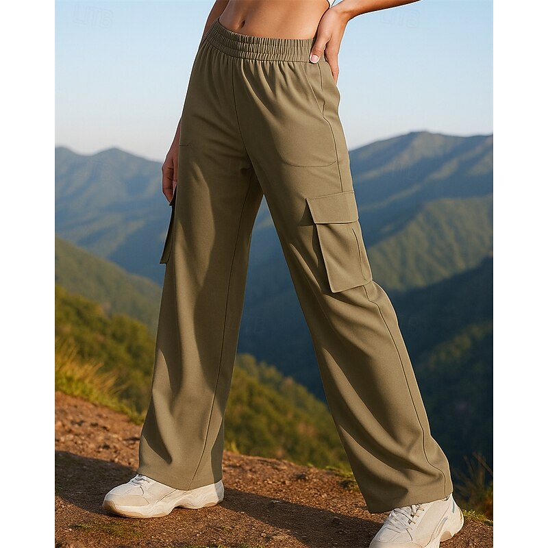 Women's Wide Leg Pants Cargo Pants Hiking Pants Trousers Outdoor Regular Fit Waterproof Windproof Pants / Trousers Elastic Waist Black Pink Spandex Camping / Hiking Hunting Running S M L XL XXL3