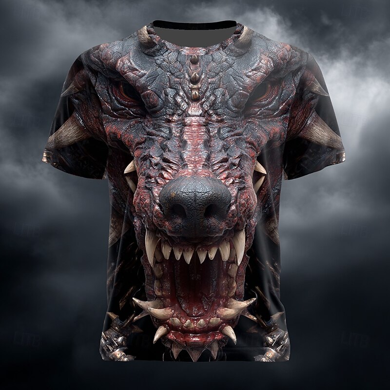 Men's Dragon 3D T Shirt Short Sleeve T shirt 3D Print Crew Neck Shirt Designer Fantasy Party Holiday Red Blue Summer Spring Clothing Apparel S M L XL XXL XXXL