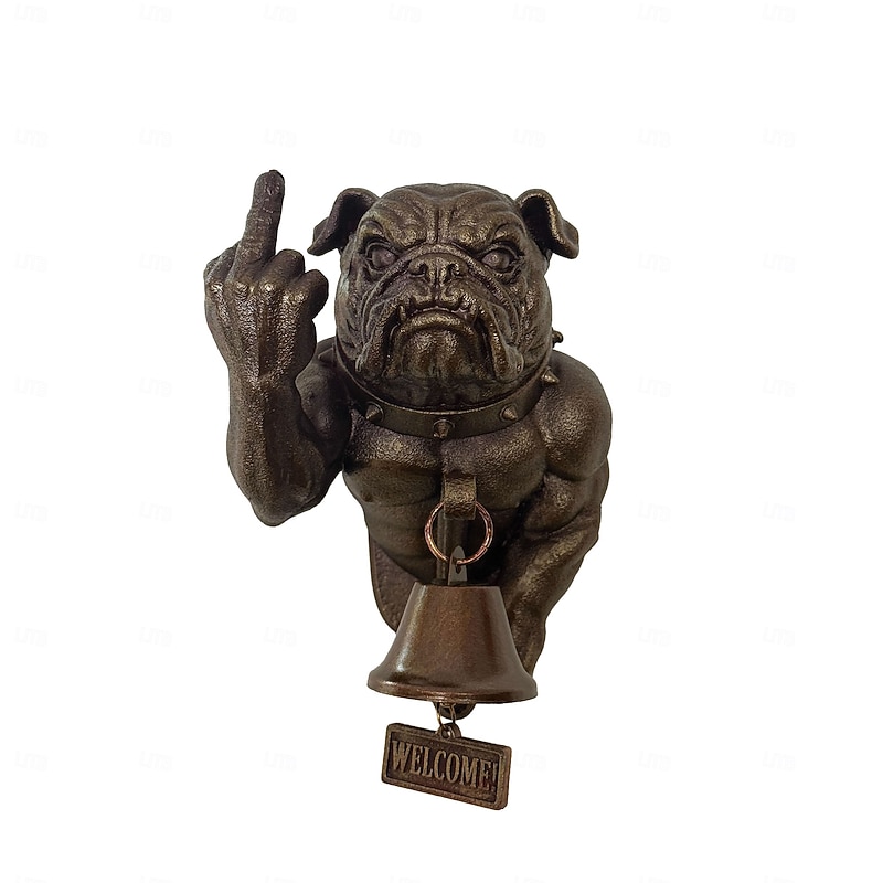 Funny Bulldog Doorbell Rustic Cast Iron Funny Dog Door Ring Hanging Ornament Decorative Farmhouse Wall Mounted Doorbell Terrace Rear Door Indoor and Outdoor Call Bell2