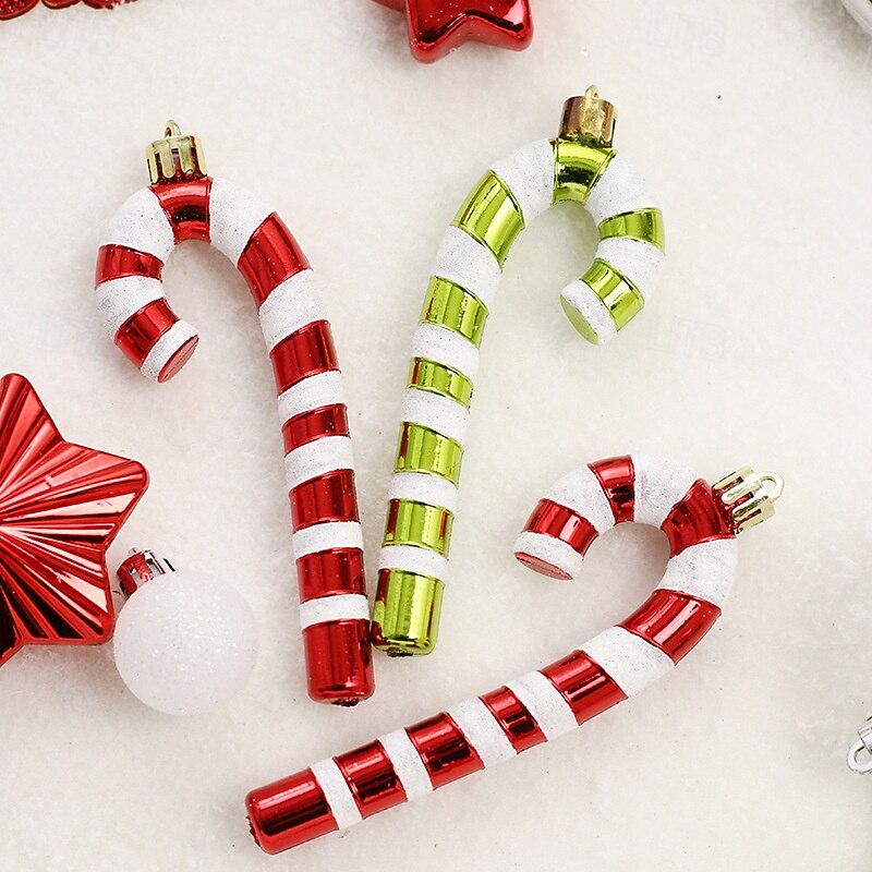 70 pcs Christmas Tree Balls Baubles Ornaments Xmas Decoration, Painted Star Top Hanging Set, Festive Holiday Tree Decor for Home Party2