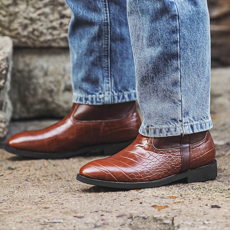 Men's Brown Leather Crocodile Pattern Tall Riding Boots – Elegant High Shaft Equestrian Footwear for Horse Riding, Costume Events and Vintage Style Outfits3