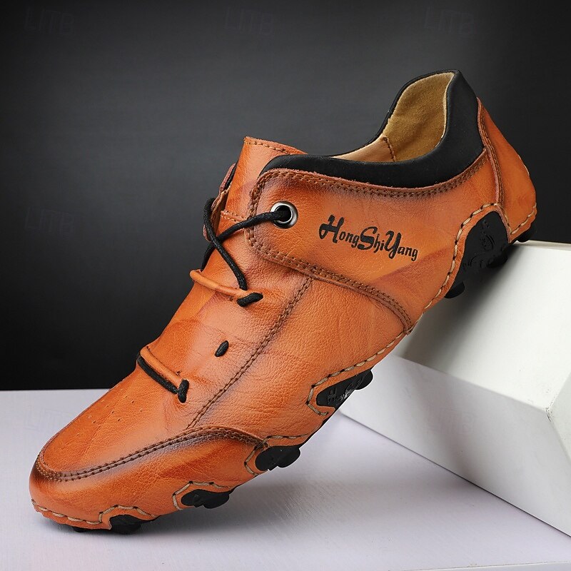 Men's Orange  Lace-Up Casual Shoes, Fashion Outdoor Walking Shoes with Unique Design for Travel, Parties and Streetwear