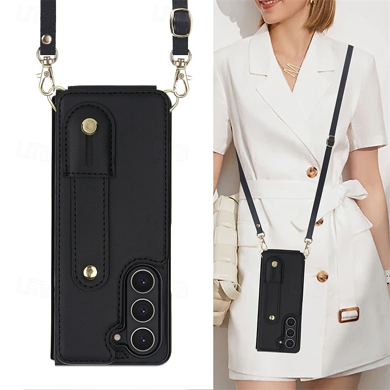 Phone Case For Samsung Galaxy Z Fold 7 Z Fold 6 Z Fold 5 Z Fold 4 Flip Cover Card Slot Shockproof Retro PC PU Leather2