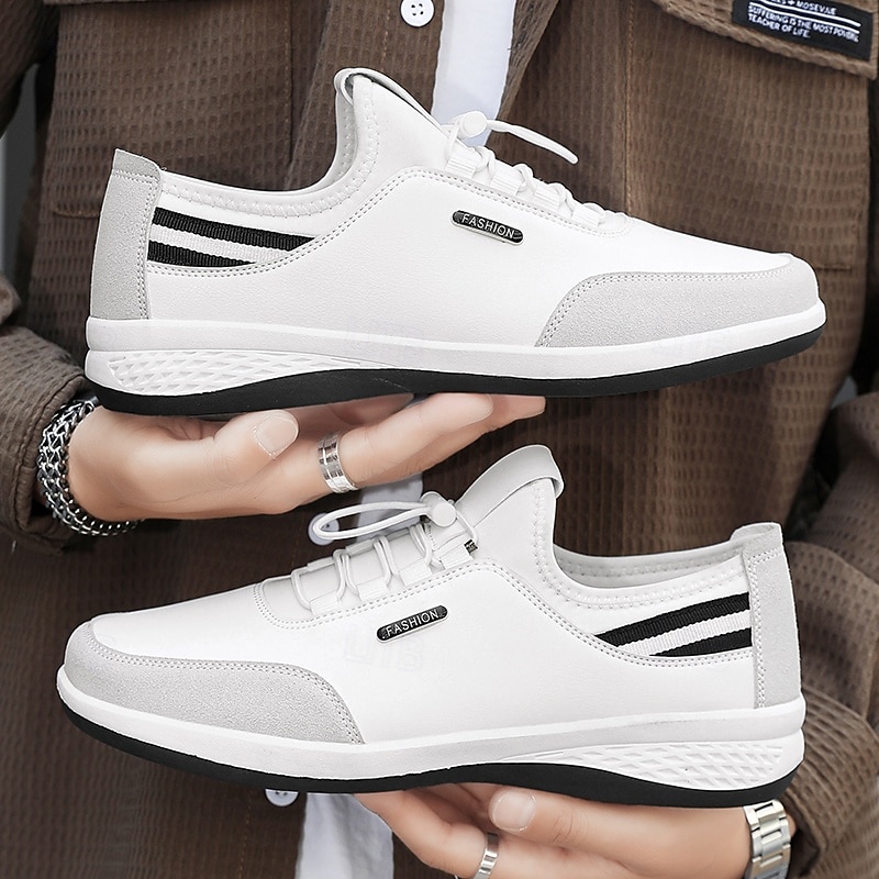 Men's White Mesh and Faux Leather Sports Sneakers – Lightweight Breathable Trainers for Gym, Running and Casual Streetwear4