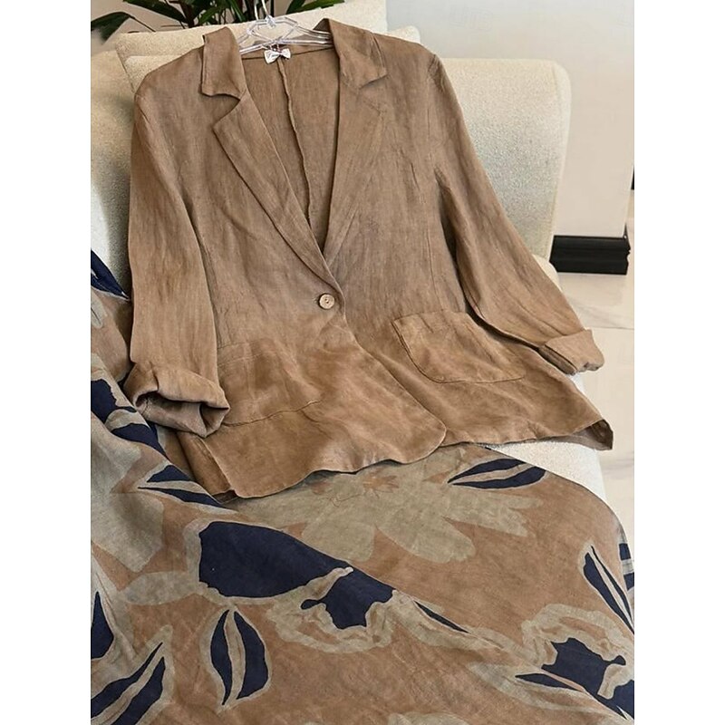 Women's Blazer Comfortable Breathable Pocket Buttons Fashion OL Style Plain Outdoor Casual Daily Single Breasted Regular Lapel Regular Fit Long Sleeve Outerwear Light Blue Navy Camel Spring Fall3