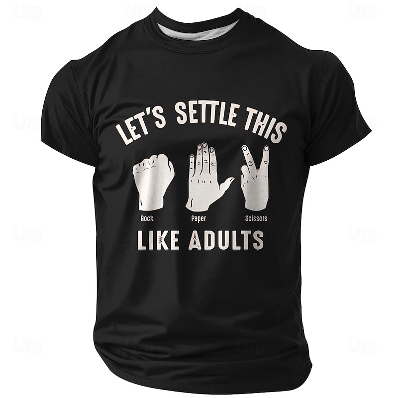 Mens Rock Paper Scissors T-Shirt, Funny 'Let's Settle This Like Adults' Graphic Short Sleeve Tee, Humorous Lifestyle Shirt4
