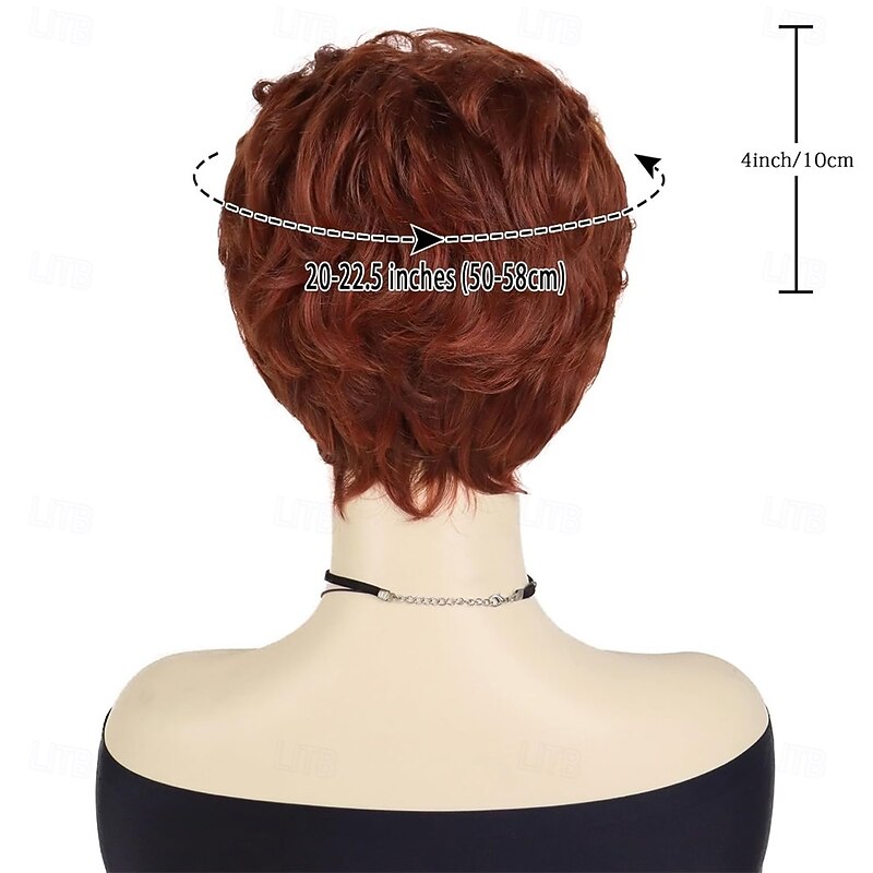 Synthetic Hair Auburn Wig With Bangs Womens Short Wigs Natural Curly Hairstyle Mommy Wigs Old Lady Costume Halloween Seniors Woman Red Shades Brown Wig2