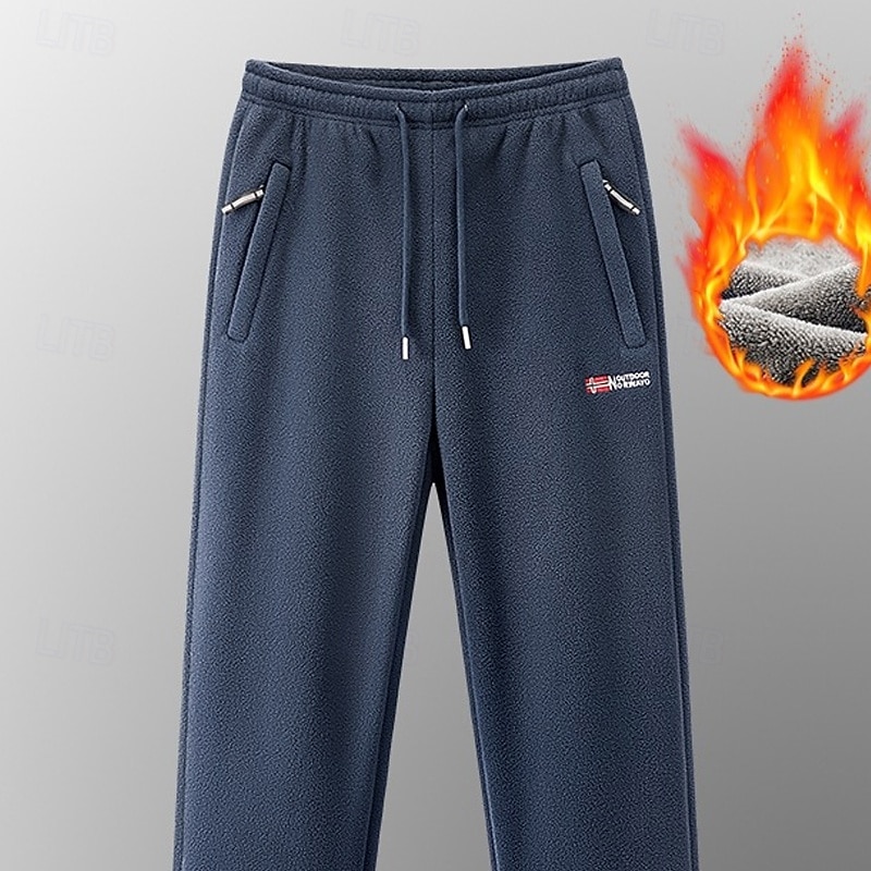 Men's Sherpa Sweatpants Trousers Open Bottom Sweatpants Drawstring Elastic Waist Zipper Pocket Plain Moisture Wicking Breathable Full Length Sports Outdoor Casual Daily Fashion Streetwear Black Red3