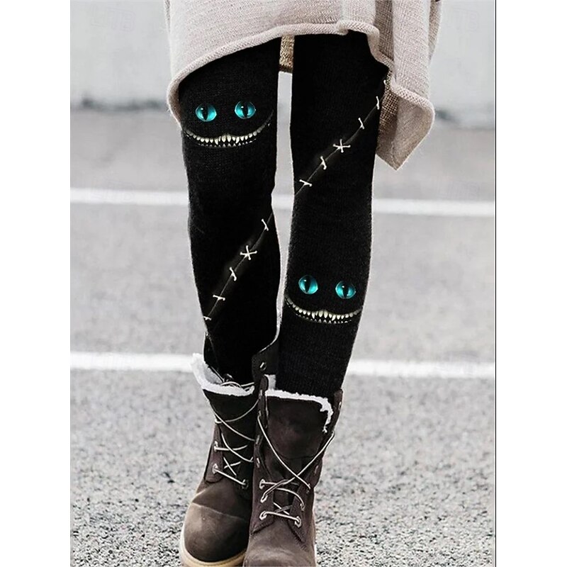 Women's Leggings Vacation Vintage Fashion Full Length High WaistPantsHalloween Graphic Skull Pumpkin Printing Soft Breathable Stretchy Outdoor Vacation Street Violet Black Orange Light Grey Summer4