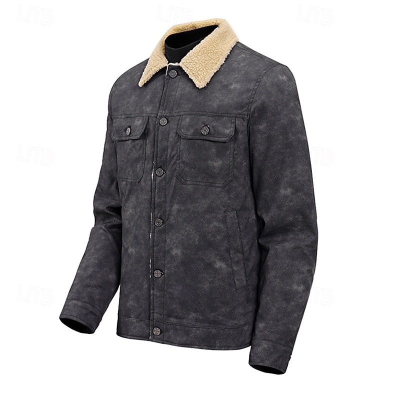 Men's Casual Jackets Hiking Jacket Fleece Jacket Cargo Jacket Winter Outdoor Thermal Warm Top Black Khaki Coffee Grey2