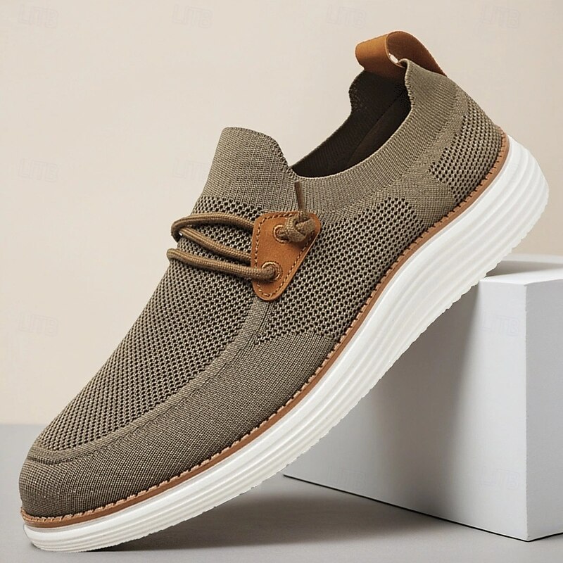 Men's Gray Breathable Casual Shoes with Lace-Up Design, Lightweight Walking Sneakers for Travel, Work and Everyday Wear