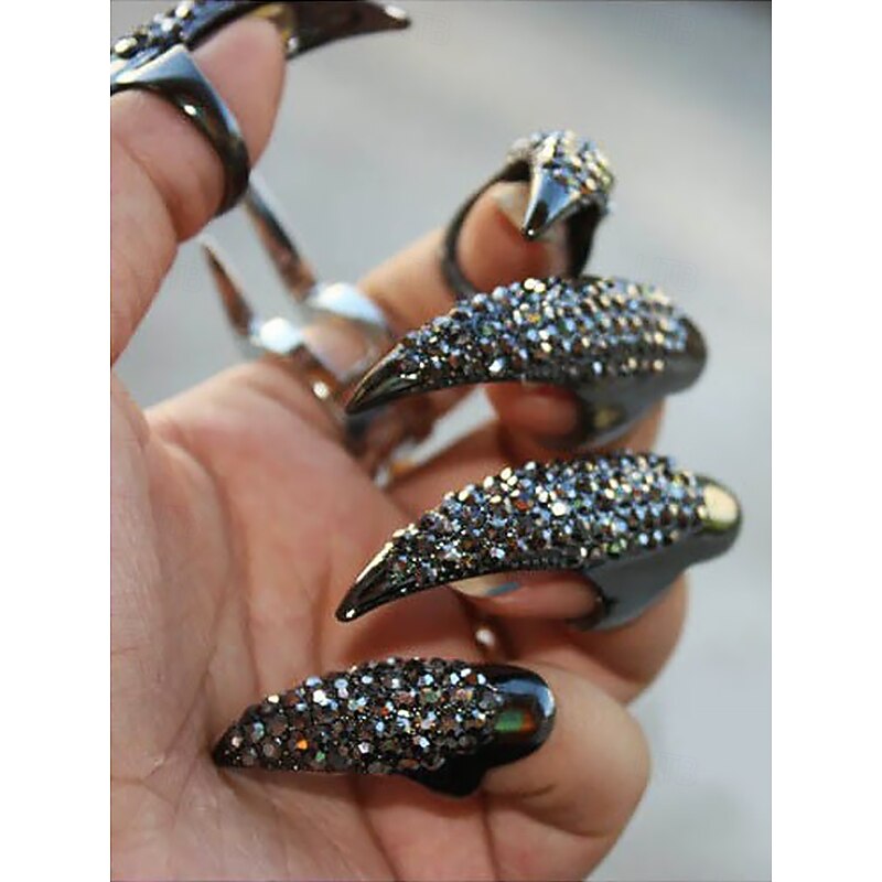 Women's Gothic Claw Rings with Crystal Rhinestone Design – Sharp, Elegant, and Edgy, Perfect for Halloween, Costume Parties and Alternative Fashion
