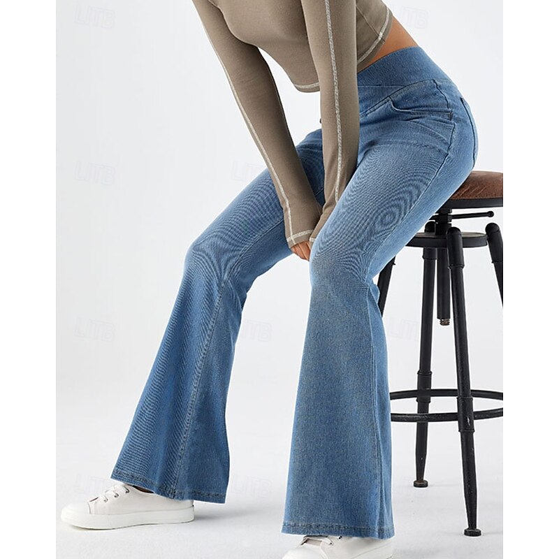 Women's Slacks Leggings Cozy Leggings Streetwear Casual Full Length Natural Plain Elastic Waist Soft Street Daily Wear Weekend Dark-Gray Blue Dark Blue Light Blue Fall Regular Fit3