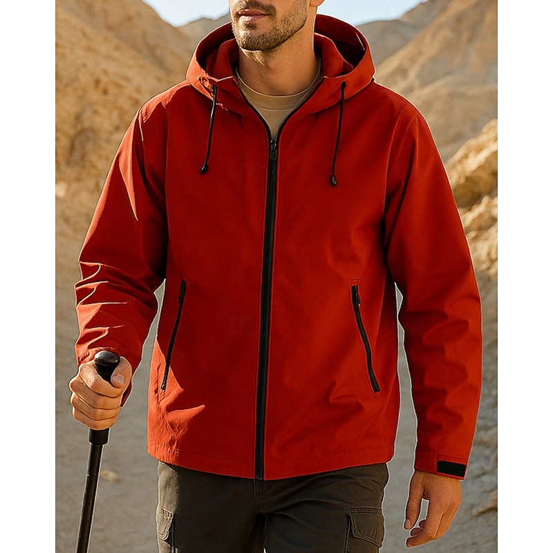 Men's Outdoor Jacket Hiking Jacket Outdoor Waterproof Windproof Hiking Outfits Hiking Clothes Spring Autumn / Fall Jacket Hunting Climbing Running Solid Color Dark Grey Black White3