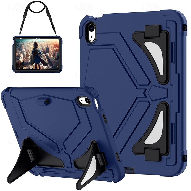 Tablet Case Cover For Apple iPad 10th 10.9'' Portable Shoulder Strap with Adjustable Kickstand Armor Silica Gel PVC2
