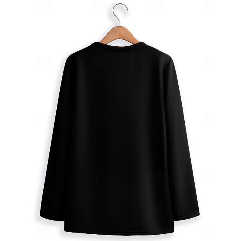 Women's Pullover Sweatshirt Fleece Lined Warm Pajamas Graphic Warm Casual Fuzzy Long Sleeve Crew Neck Round Neck Long Tops Street Casual Black Pink Dark Pink Blue Gray Spring Fall Winter2