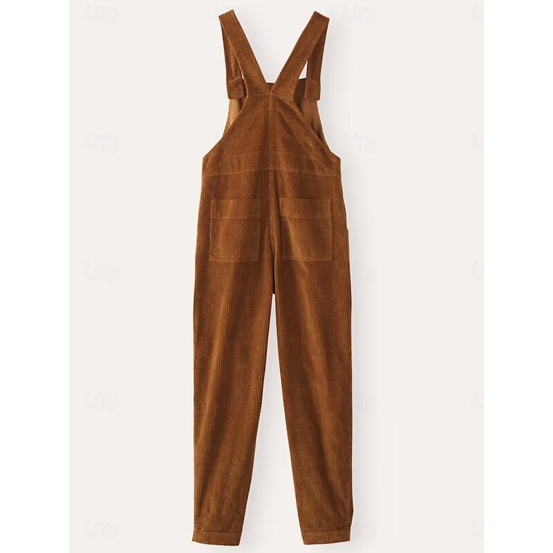 Women's Normal Overall Active Solid Color Sleeveless Square Neck Pocket Vacation Daily Loose Fit Brown Green Spring3