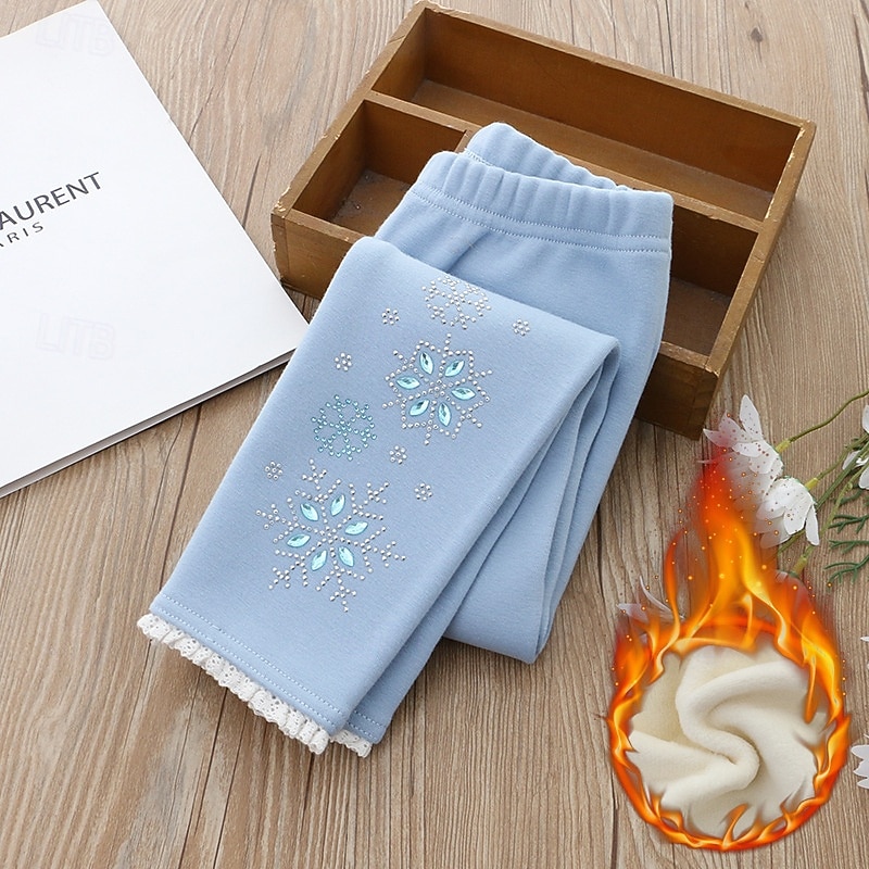 Kids Girls' Leggings Floral Daily Outdoor 4-12 Years Winter White Blue Gray3