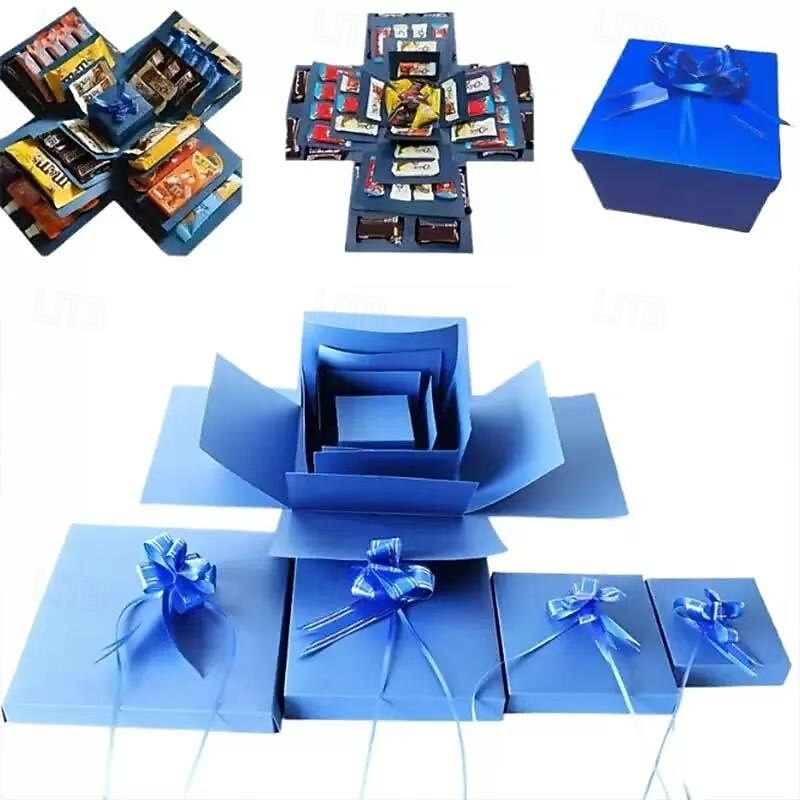 Surprise Christmas Gift Box Set with Lids, DIY Multi-Compartment Party Gift Packaging Kit for Birthdays, Valentine’s Day, Christmas, Proposals, and Special Occasions, Food Not Included