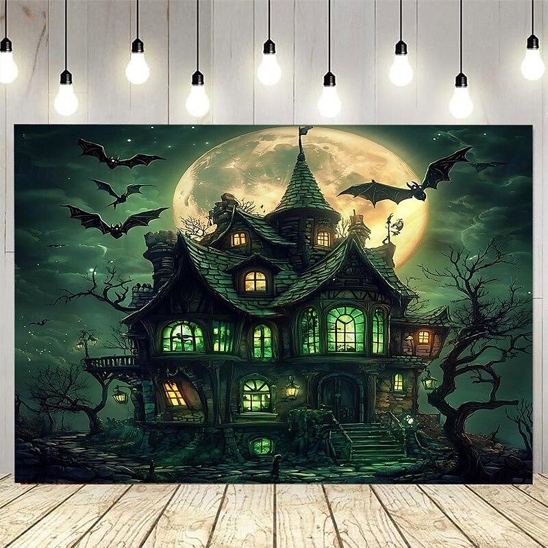 Halloween Backdrop Gothic Castle Staircase Tapestry, Dark Fantasy Medieval Architecture Wall Hanging with Candlelight, Haunted Mansion Decor for Halloween Party, Bedroom, Living Room,  2025 Halloween Large Polyester Fabric Wall Art4