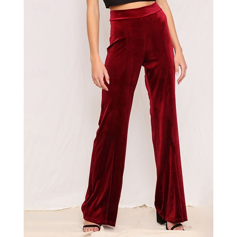 Women's Wide Leg Corduroy Pants Slacks Streetwear Casual Full Length Natural Plain Elastic Waist Comfortable Holiday Daily Wear Weekend Sillver Gray Black Dark Pink Red Fall Regular Fit2