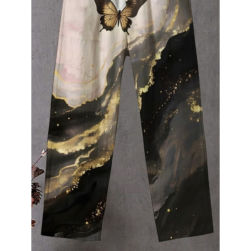 Women's Chinos Pants Trousers Streetwear Casual Full Length High Waist Butterfly Elastic Waist Print Breathability Comfortable Stretchy Vacation Street Daily Wear Khaki Summer Spring Fall Regular Fit3