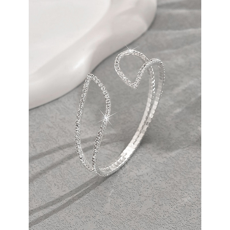 Women's Sparkling Rhinestone Open Cuff Bracelet - Elegant Statement Jewelry for Party Wear4