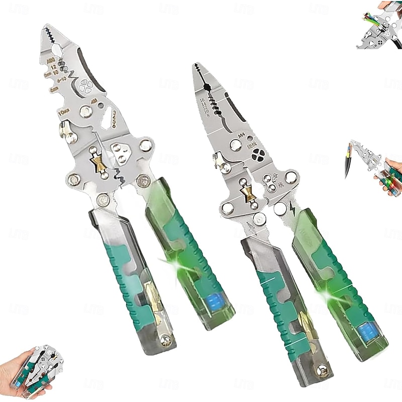 18 In 1 Foldable Wire Stripper with Voltage Detector Folding Stylus Screwdriver Wire Stripper Built-In Voltage Tester Screwdriver for Cutting And Pulling Wires Cable