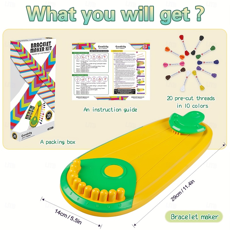 Friendship Bracelet Making Kit Toys, Girls Gifts Ideas, Birthday Present For Teen Girl, Arts And Crafts String Maker Tool, Bracelet DIY, Kids Travel Activity Set Halloween and Christmas Gift2