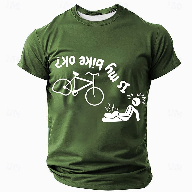 Men's Funny Cyclist 'Is My Bike Ok?' Graphic T-Shirt Short Sleeve