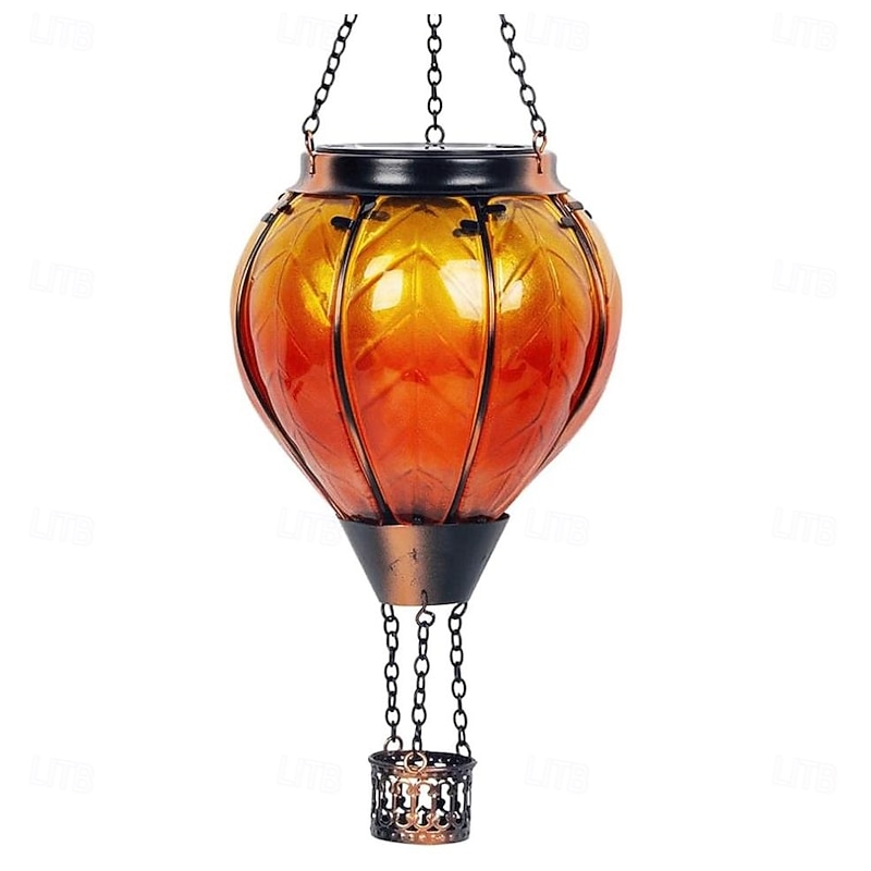 Hot Air Balloon Solar Lantern Outdoor  Orange Red Waterproof Hanging Solar Powered Light with Shepherd Hook for Garden Patio Porch Tree Gazebo Holiday Decoration Gift2