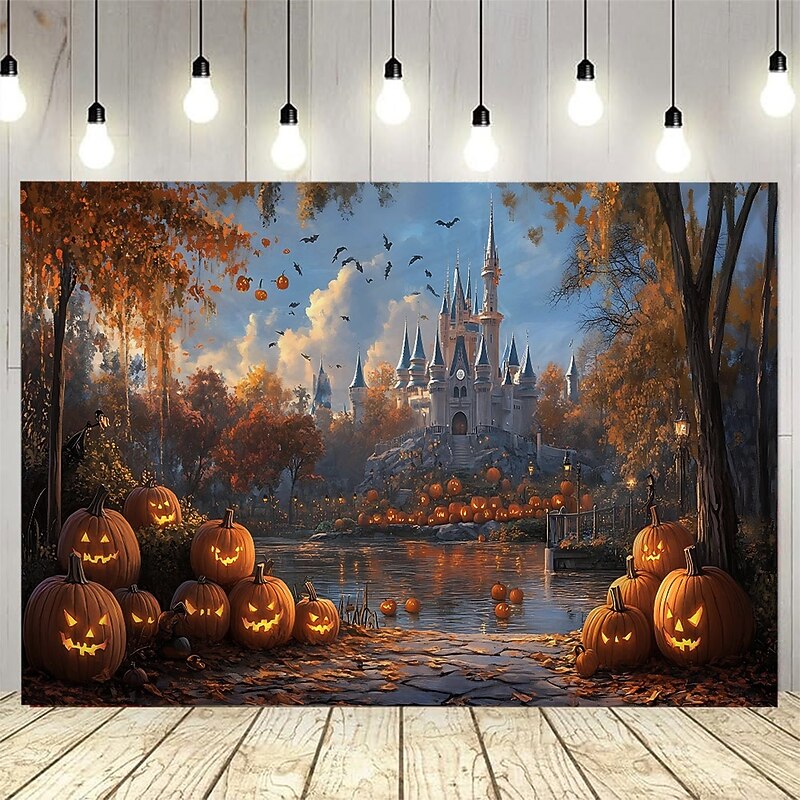 Halloween Backdrop Tapestry Haunted House with Pumpkins and Bats – Spooky Gothic Wall Hanging Decoration for Party, Bedroom, Living Room, Office – 2025 Halloween Large Polyester Fabric Wall Art, Room Aesthetic Decor2