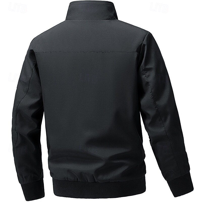 Men's Lightweight Jacket Formal Office Pocket Full Zip Spring Fall Solid Color Fashion Daily Regular Black White Grey Jacket3