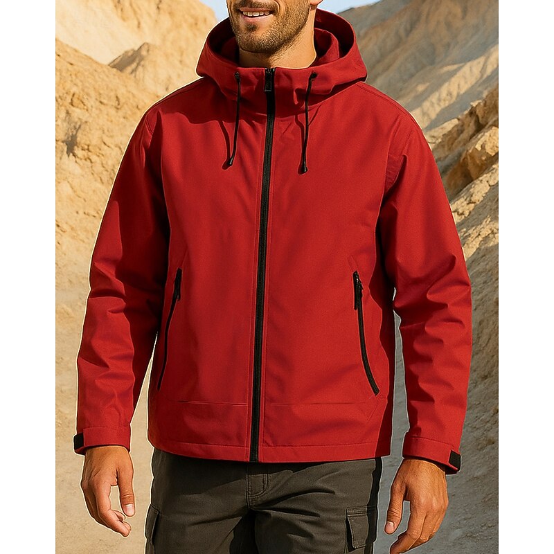 Men's Outdoor Jacket Hiking Jacket Outdoor Waterproof Windproof Hiking Outfits Hiking Clothes Spring Autumn / Fall Jacket Hunting Climbing Running Solid Color Dark Grey Black White