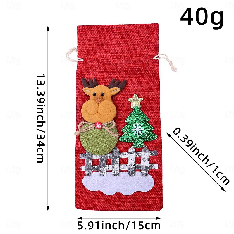 Christmas Party Supplies Holiday Decoration Santa Claus Red Wine Bag Christmas Sticker Decor Wine Bottle Cover Festive Holiday Celebration Accessory for Home Party3