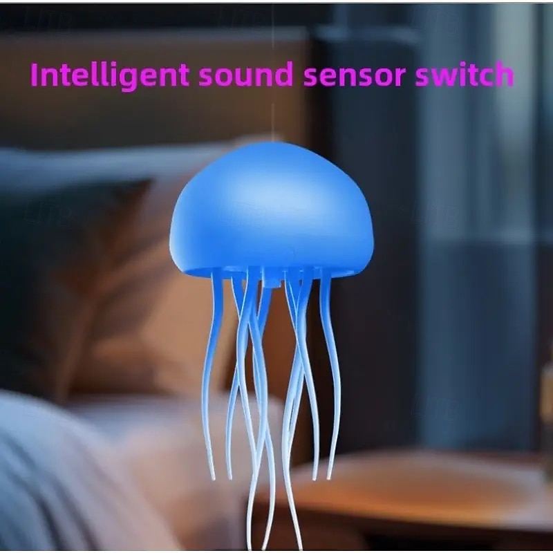 Creative Jellyfish Touch-Sensitive Night Light - Full Color Gradient Voice-Activated Floating Smart Touch Base Home Desktop Sensor Atmospheric Night Light2