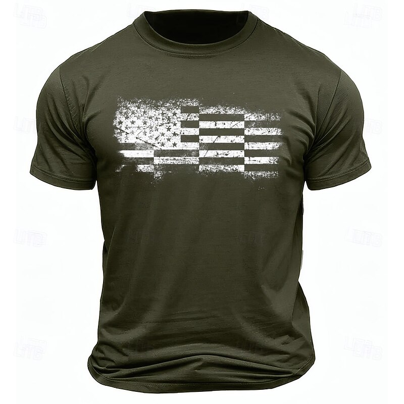Men's American US Flag T Shirt Short Sleeve T shirt 3D Print Crew Neck Shirt Daily Military Street Daily Red Blue Brown Summer Spring Clothing Apparel S M L XL XXL XXXL4