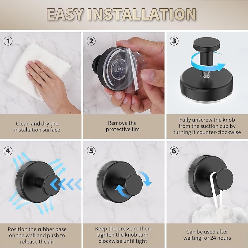 4 Pack Suction Cup Hooks for Shower, Wreaths, Towels, Robes, Loofah,  No-Drill Removable Bathroom Hooks for Mountable on Bathroom Walls, Kitchen, Glass, Mirrors, Tile, Smooth Non-Porous Surfaces2