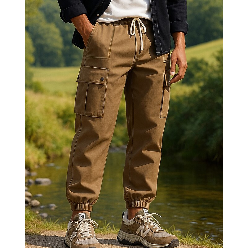Men's Cargo Pants Drawstring Pants Outdoor Regular Fit Waterproof Windproof Bottoms Pocket Dark Grey Black Camping / Hiking Running M L XL XXL XXXL3