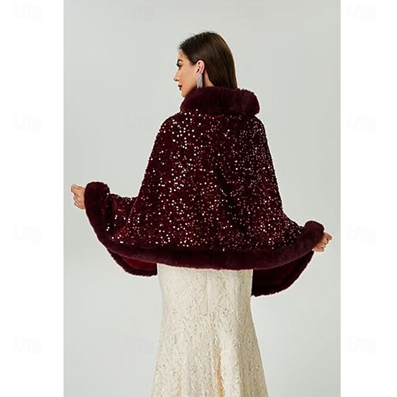 Wedding Women Faux Fur Wraps Shawls Stoles Cape for Prom Evening Party Outwear Coat2