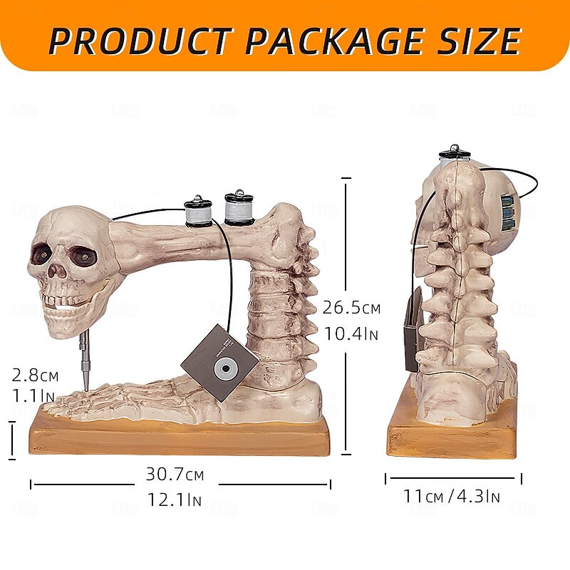 Voice Controlled Skeleton Sewing Machine, Realistic Skeleton with Spooky Sounds Decoration, Figurine Perfect Halloween Decoration for Outdoor Indoor Yard Haunted House Decor2