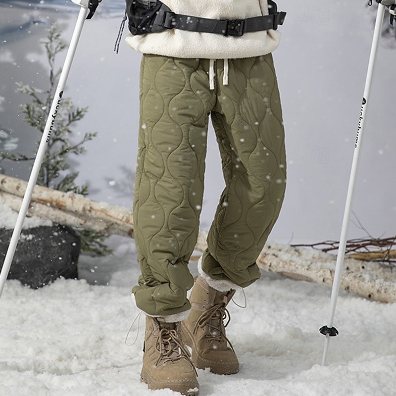 Men's Ski Down Pants Fleece Pants Thermal Pants Winter Outdoor Regular Fit Waterproof Windproof Bottoms Drawstring Pocket Blue Green Camping / Hiking Winter Sports Running S M L XL XXL
