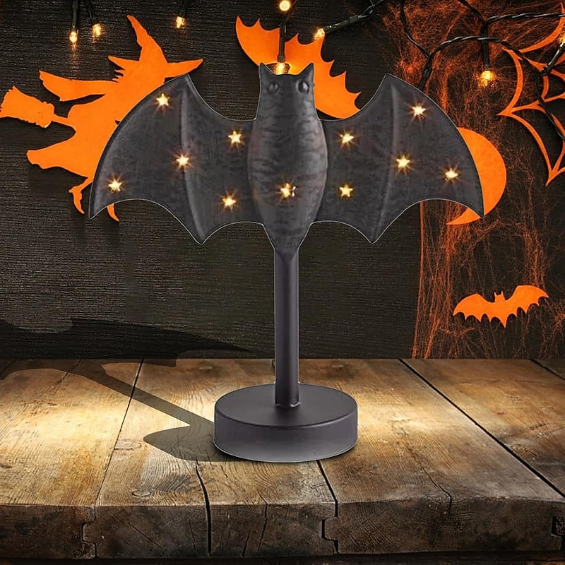 Halloween Candle Holder Large Twinkle Bat Candlestick Gothic Bat Candle Holder with LED Twinkle Lights Spooky Twinkle Bat Design for Party Tables, Kitchens & Mantels4