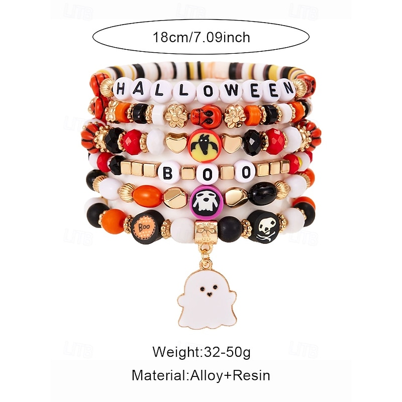 Women's Halloween Beaded Bracelet Set, Colorful Festive Style, Ideal for Party Outfits & Trick - or - Treat Looks4