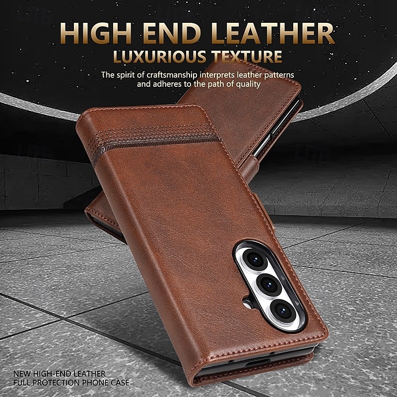 Phone Case For Samsung Galaxy Z Fold 7 Z Fold 6 Z Fold 5 Z Fold 4 Back Cover Card Slot Shockproof Retro TPU PU Leather