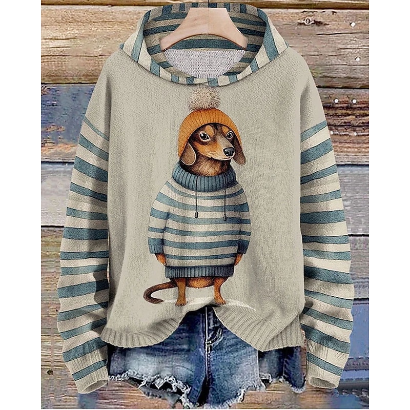 Women's Pullover Hoodie Sweatshirt Floral Striped Streetwear Casual Long Sleeve Hooded Regular Tops Street Holiday Going out Patchwork Print Black Red Blue Orange Green Fall Winter3