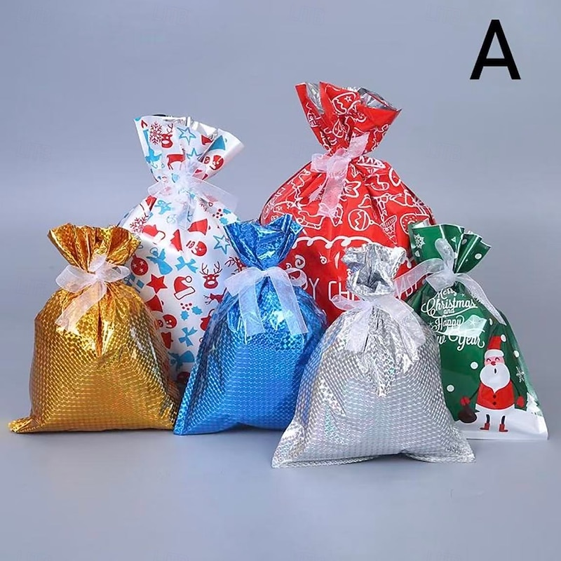 Christmas Gift Bags Set – 15/30/35pcs Drawstring Candy Bags, Halloween & Christmas Treat Bags, Plastic Party Favor Bags4