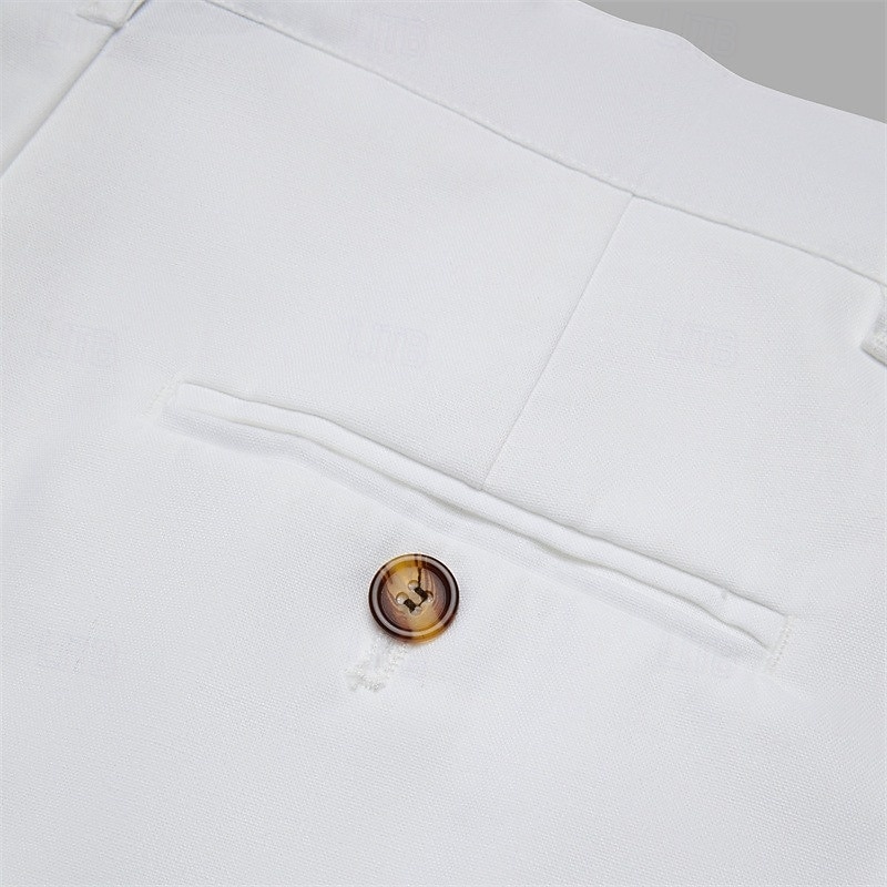 Men's Dress Pants Linen Pants Trousers Summer Pants Front Pocket Pleats Straight Leg Plain Comfort Breathable Full Length Formal Business Daily Fashion Basic Green+Gray White+khaki Inelastic4