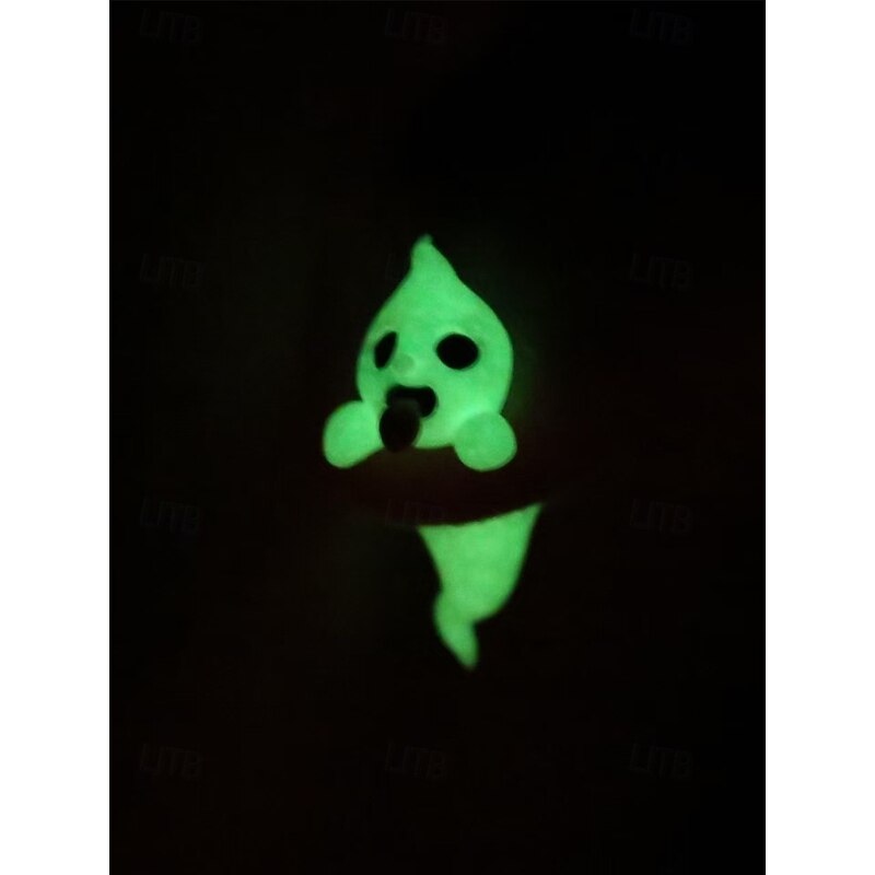 Women's Glow-in-the-Dark Ghost Earrings – Cute Resin Ghost Design with Pink Tongue, Perfect for Halloween Parties and Costume Accessories2